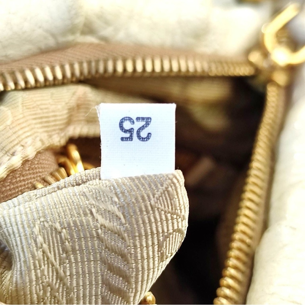 Prada White Leather Shoulder Bag with Gold Chain - Picture 11 of 11